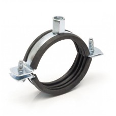 Хомут сантехнический крепежный трубный стальной оцинкованный с резиновой прокладкой Strongman 20х15 мм