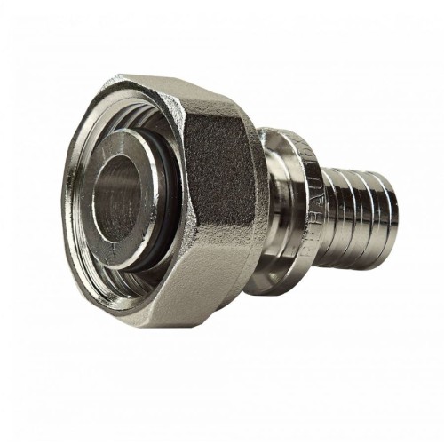 Соединитель латунный Дн 20-3/4" никелированный для PE-X труб под евроконус с накидной гайкой RAUTITAN Rehau во Владивостоке