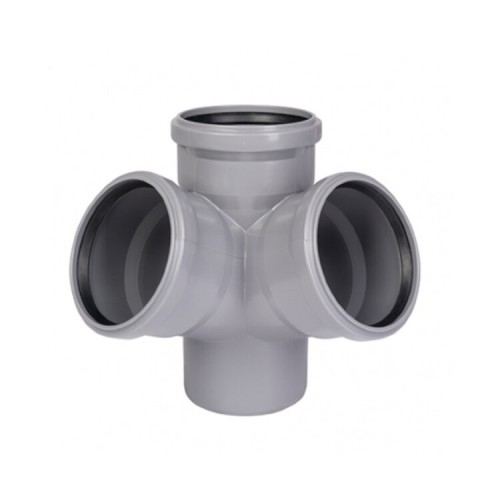 Крестовина PP-H двухплоскостная серая Дн 110-110-110 б/нап в/к VALFEX во Владивостоке