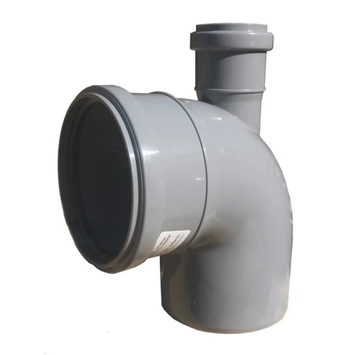 Отвод канализационный PP-H с выходом фронтально-вверх серый Дн 110-50 87гр б/нап в/к VALFEX во Владивостоке