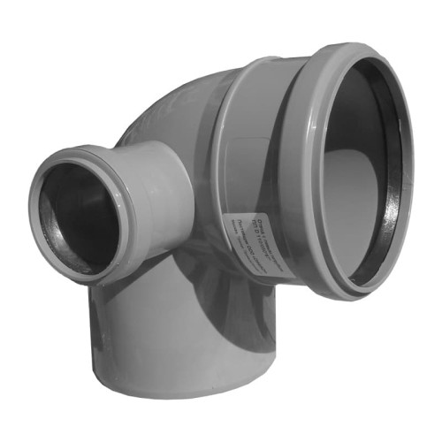 Отвод канализационный PP-H с выходом левый серый Дн 110-110 87гр б/нап в/к VALFEX во Владивостоке