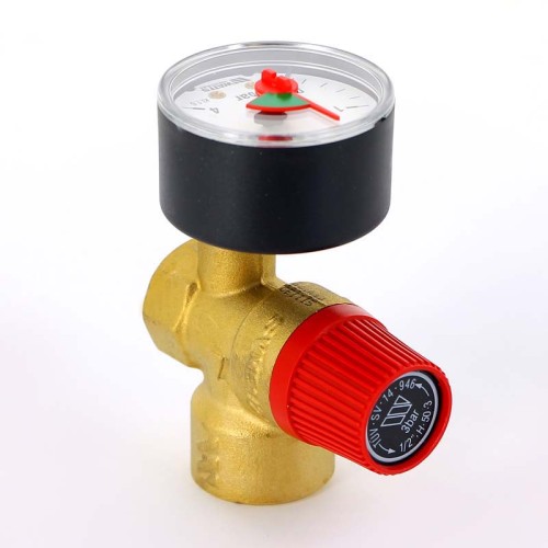 Клапан предохранительный латунный пружинный с манометром с внутренней резьбой SVM30 Watts 15 мм 1/2" во Владивостоке