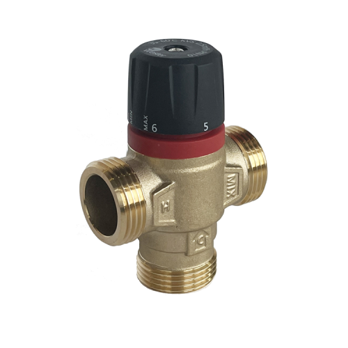 Клапан смесительный латунный термостатический с центральным смешиванием и наружной резьбой для систем ГВС 1,0 МПа RVM Rommer 25 мм 1" во Владивостоке