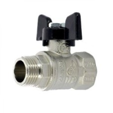 Кран запорный латунный стандартнопроходной с ручкой-бабочкой ВР-НР Ру 40 Bugatti 607 Bugatti 15 мм 1/2"