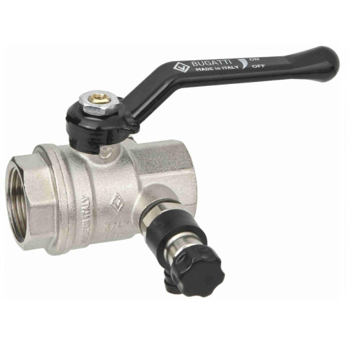 Кран шаровый латунный со спускником полнопроходной с ручкой-рычагом ВР (ВН) Ру 64 Bugatti 330 Bugatti 15 мм 1/2" во Владивостоке