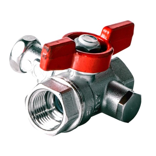 Кран шаровый латунный со спускником стандартнопроходной с ручкой-бабочкой ВР (ВН) Ру 42 R251S Giacomini 15х59 мм 1/2" во Владивостоке