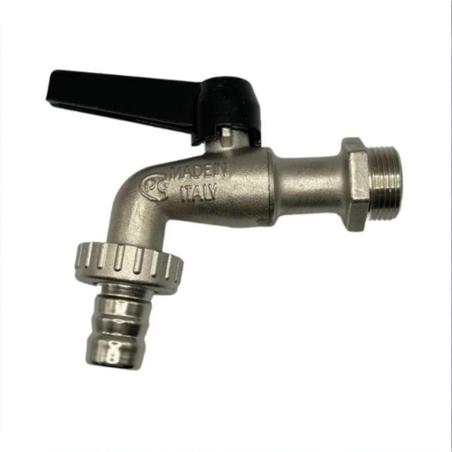 Кран шаровый латунный угловой стандартнопроходной с ручкой-рычагом НР-штуцер Ру 16 Bugatti 689 Bugatti 10 мм 1/2" во Владивостоке