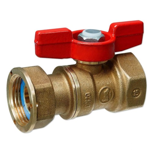 Кран запорный латунный стандартнопроходной для счетчиков с ручкой-бабочкой ВР-накидная гайка Ру 42 R251P Giacomini 20 мм 3/4" во Владивостоке