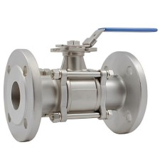 Кран запорный нержавеющий фланцевый полнопроходной ручка-рычаг Ру 16 AISI 316 Rushwork 7528 Rushwork 100х190 мм