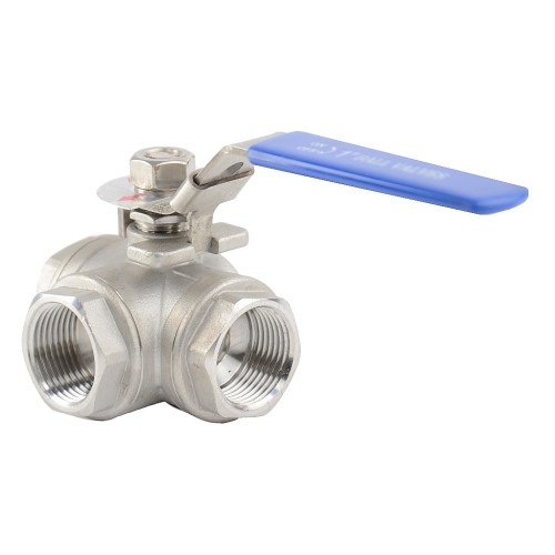 Кран запорный трехходовой Г-тип нержавеющий ВР (ВН) полнопроходной ручка-рычаг Ру 63 Benarmo 15 мм 1/2" во Владивостоке