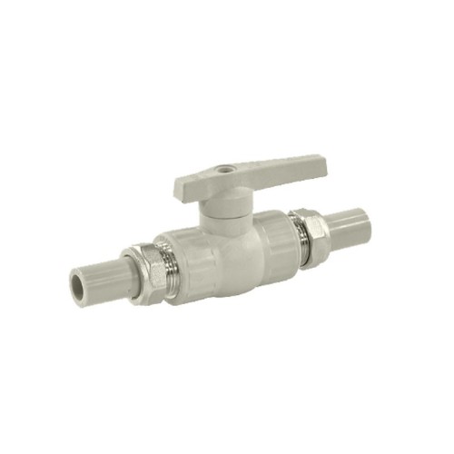 Кран полипропиленовый PP-R запорный прямой полнопроходной с внутренней пайкой серый ручка-рычаг Ру 25 VALFEX 25 мм 1" ГОСТ 32415-2013 во Владивостоке