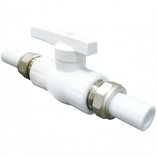 Кран полипропиленовый PP-R запорный прямой полнопроходной с внутренней пайкой белый ручка-рычаг Ру 25 VALFEX 20 мм ГОСТ 32415-2013 во Владивостоке