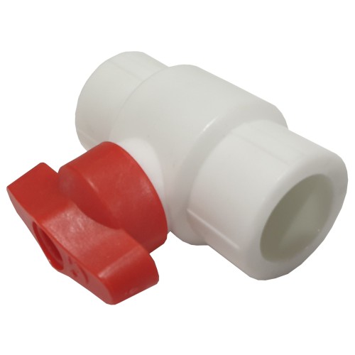 Кран полипропиленовый PP-R запорный прямой стандартнопроходной с внутренней пайкой белый ручка-бабочка Ру 25 VALFEX 25 мм ГОСТ 32415-2013 во Владивостоке