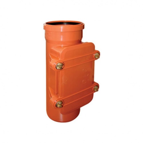 Ревизия НПВХ (ПВХ) с раструбом Дн 125 коричневая безнапорная в комплекте с крышкой Ostendorf KGRE во Владивостоке
