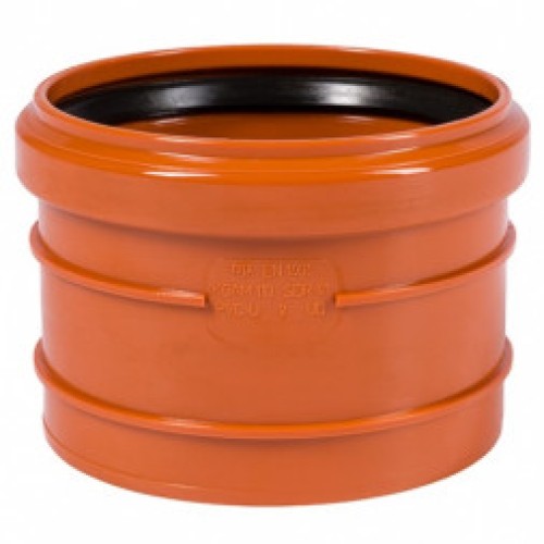 Муфта НПВХ (ПВХ) насадная Дн 200 безнапорная коричневая в/к п/клей Ostendorf KGAM во Владивостоке
