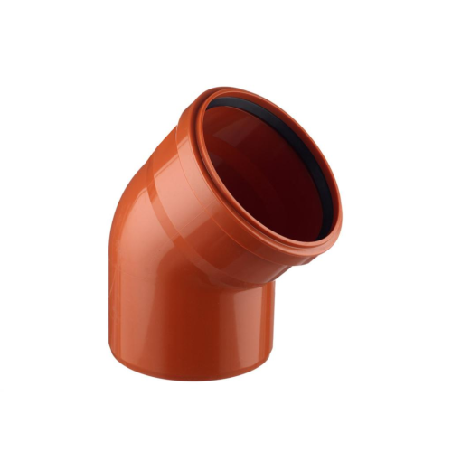 Отвод НПВХ (ПВХ) с раструбом Дн 160 45гр коричневый безнапорный в/к Хемкор во Владивостоке