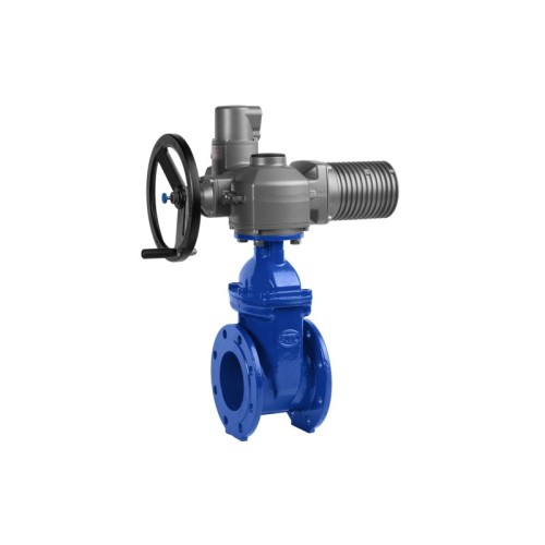 Задвижка чугунная фланцевая с электроприводом AUMA SA16.2 380В и обрезиненным клином KR12 500 мм во Владивостоке