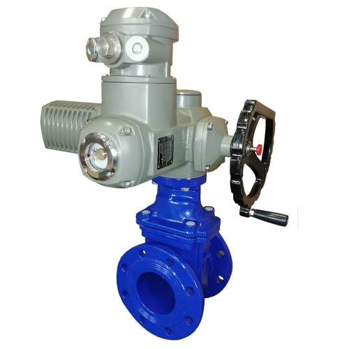 Задвижка чугунная фланцевая с электроприводом AUMA SA07.6 380В и обрезиненным клином KR12 40 мм во Владивостоке